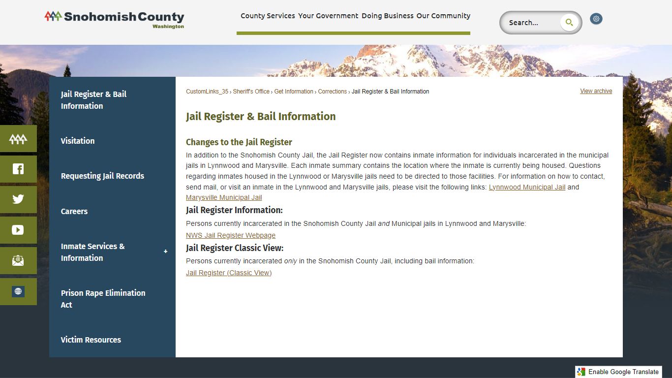 Jail Register & Bail Information - Snohomish County, WA